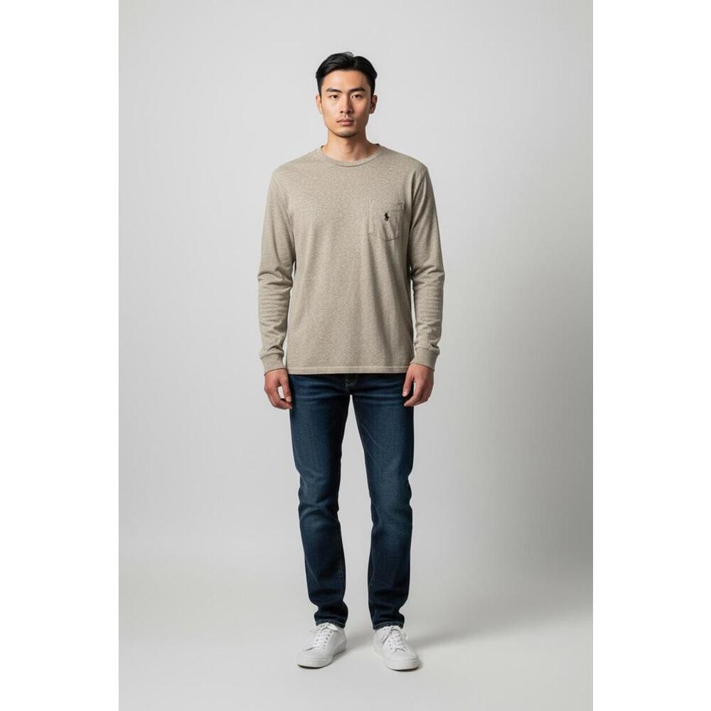 Polo Ralph Lauren Men's Gray Classic Fit Long Sleeve Crew Neck Shirt, Size M